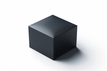 mysterious black parcel box, intriguing packaging element, high-detail illustration, sleek and minimal, isolated on white background