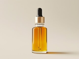 Fototapeta premium Detailed of Pure Organic Pumpkin Seed Oil Extract in Transparent Glass Bottle