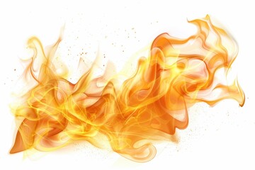 golden yellow flame, fire element, photorealistic style, warm and bright, isolated on white background