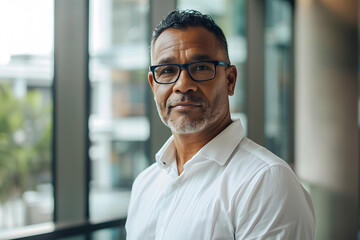 
Distinguished Aboriginal Australian Man in Modern Office Setting