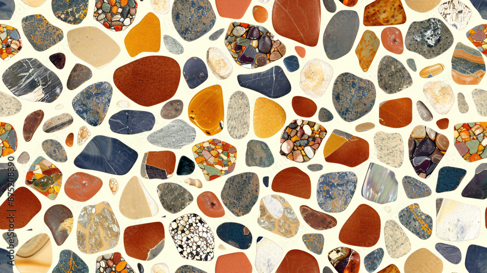 Poster colorful stones and minerals create a seamless terrazzo pattern