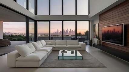 Interior of a modern house with living room