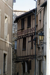 Fototapeta premium View of the streets and houses of the French town of Perigeuex in France in sunshine