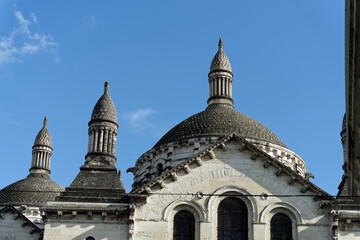 View of the Saint Front Cathedral in the French town of Perigeuex in sunshine