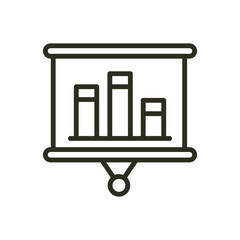 Business presentation data statistics report outline icon. Planning project presentation vector icon illustration image