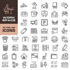 Workspace icon set. Linear style. Workspace icon.