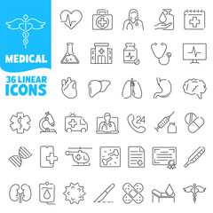 Medical icon. Medical icon set. Linear style.