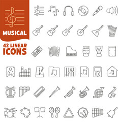 Musical icon. Musical instrument icon. Musical icon. Linear style.
