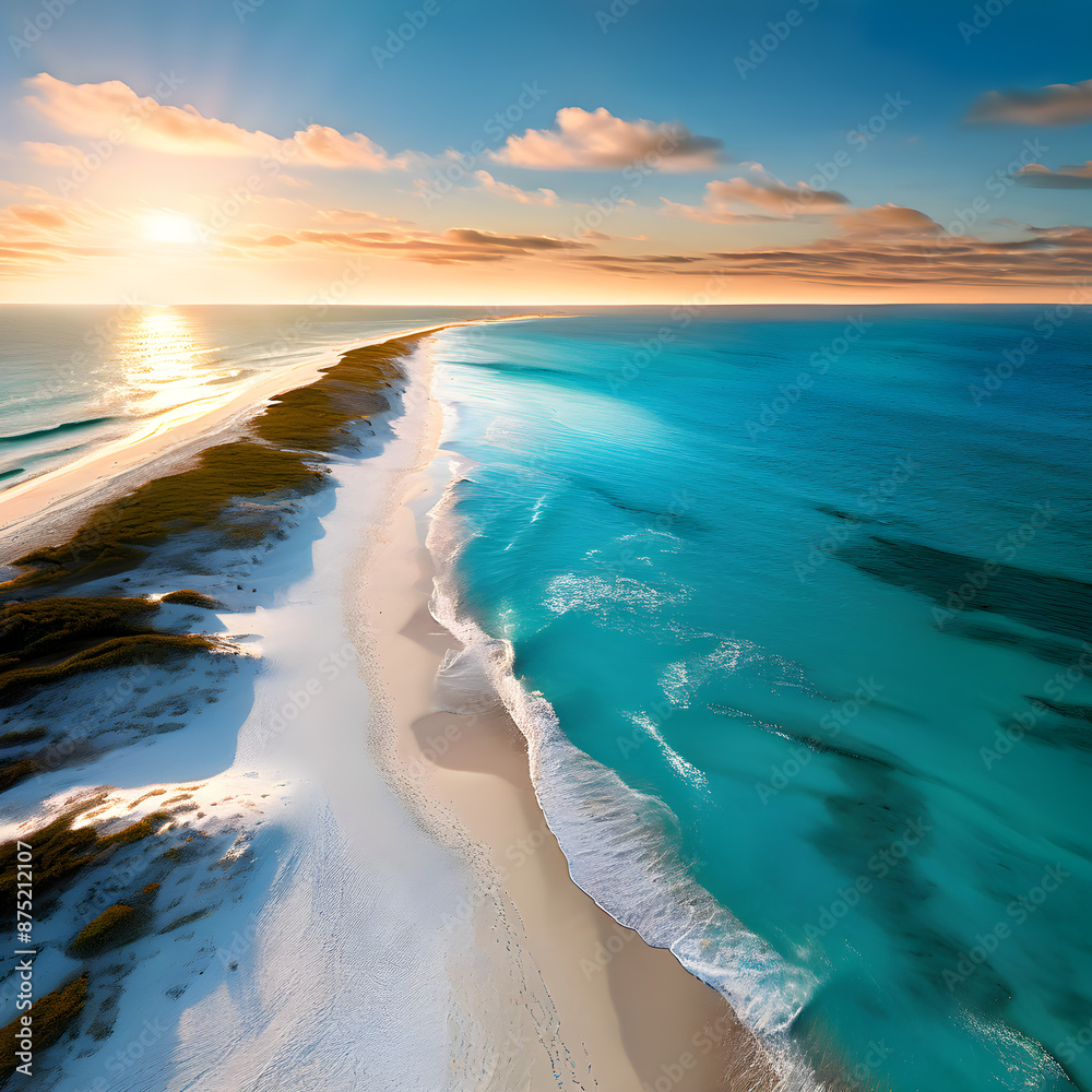 Poster beach at sunset