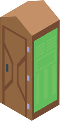 Modern bio toilet with a closed door, providing a hygienic and eco friendly solution for sanitation needs