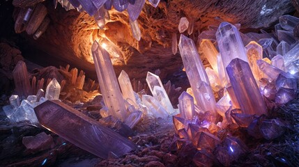 Photo of a crystal formation in a cave. AI generated.