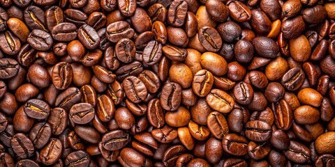 Naklejka premium Closeup of freshly roasted Robusta and Arabica coffee beans , coffee, beans, roasted, closeup, Arabica, Robusta, fresh, aroma