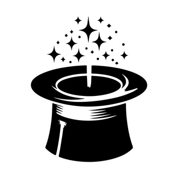 recommend clip art: Magician hat icon silhouettes set, Magic hat silhouette illustration