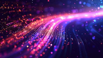 Obraz premium abstraction of data transmission using fiber optic cable in section.