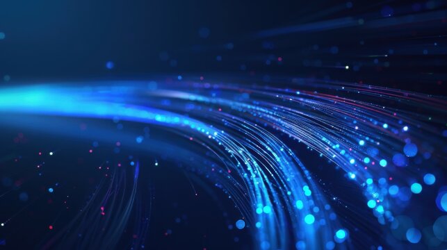 abstraction of data transmission using fiber optic cable in section.