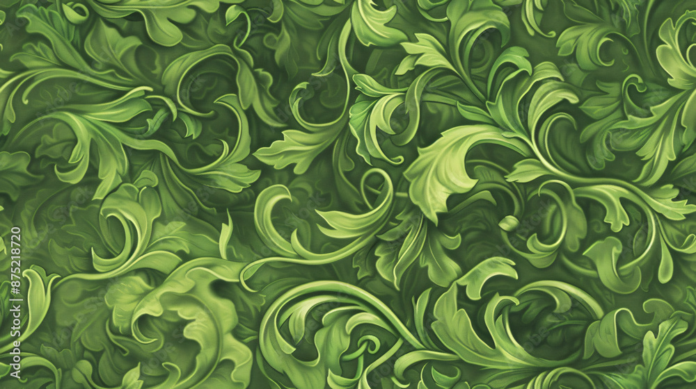 Poster beautiful seamless pattern with rich green foliage for an elegant and detailed background design