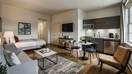 Studio apartment living room area