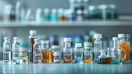 A high-resolution photograph of various chemical substances in glass vials, arranged neatly on a lab bench, symbolizing the preparation for a catalytic reaction.