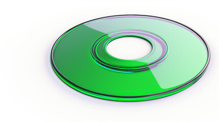 CD or DVD blank template green for presentations and design. It's a 3D computer-generated image isolated on a white background.