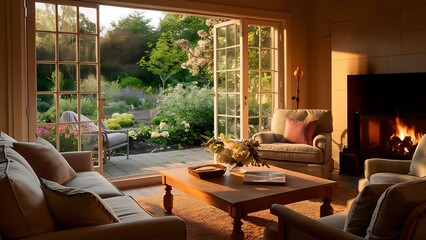 Fototapeta premium Living room with picture window