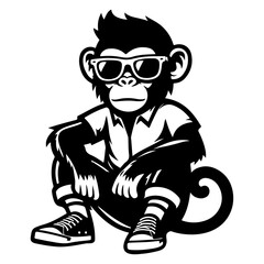 a silhouette cool ape wearing a sunglass