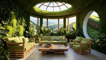 Fototapeta premium Green eco friendly environment living room housing