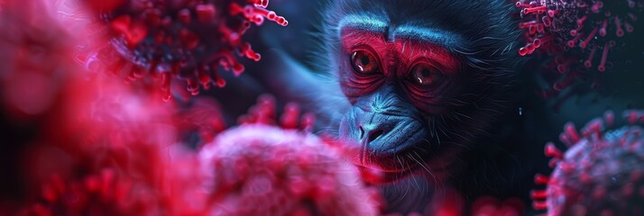 Animal rabies.World Rabies Day. a monkey with rabies virus