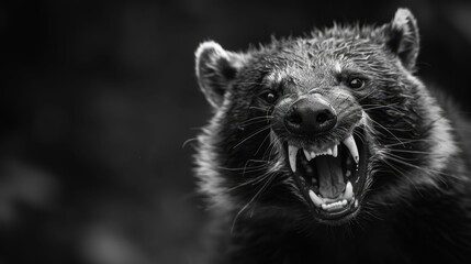 Obraz premium Animal rabies.World Rabies Day. raccoon with rabies virus