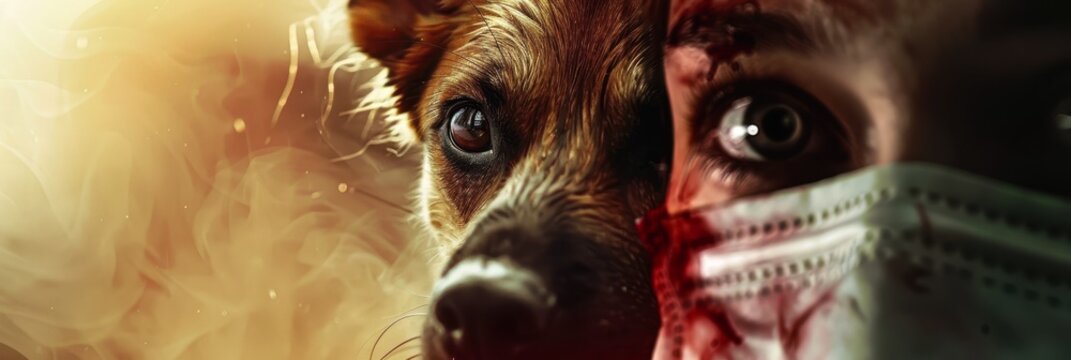 Animal rabies.World Rabies Day. a dog with rabies virus