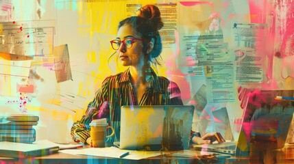 A beautiful lady works from home using her laptop while having a cup of something. AIGZ01