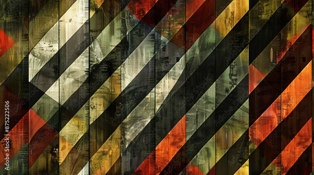 Aufkleber colorful geometric pattern of diagonal wood planks with a grunge texture on abstract background