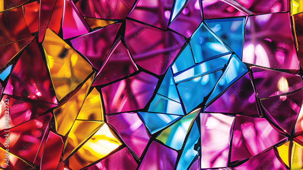 Poster vibrant mirrored mosaic is casting light and forming an intricate design