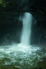 Huge waterfall in the Cueva del Esplendor (cave of splendor), Jardin (Jardín), Antioquia, Colombia.