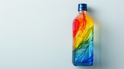 A bottle of shower gel with vibrant packaging, isolated on a white background, detailed label, and copy space for text Perfect for advertising personal care products.,
