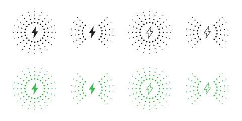 Vector wireless charging symbol set. Recharge icon. Simple flat black icon.