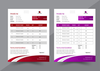 Invoice bill design template. Bill form business invoice and Office bill Design