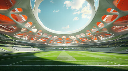 Modern football stadium ready to soccer match