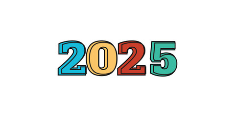 2025 Happy New Year logo design vector. colorful and trendy new year 2025 design template.