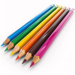 Naklejka premium Set of colored pencils isolated on white background.