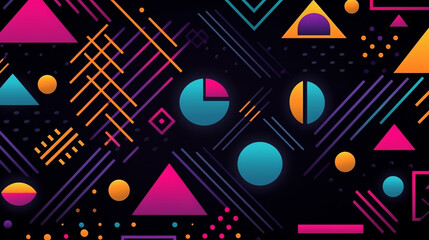 Obraz premium Background in the style of the 80s with multicolored