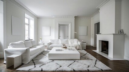 Snow-white living room modern interior