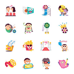 Fototapeta premium WebPack of 16 Cinema Flat Stickers