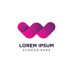 Letter W logo with creative element style premium vector