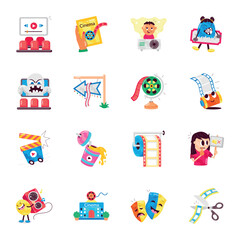 WebCollection of 16 Filmmaking Flat Stickers 

