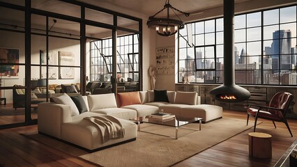 Contemporary living room loft interior
