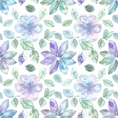Fototapeta premium Charming Blue and Black Watercolor Flower Design