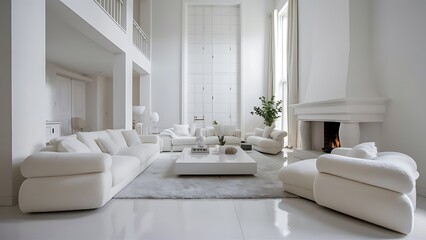Snow-white living room modern interior