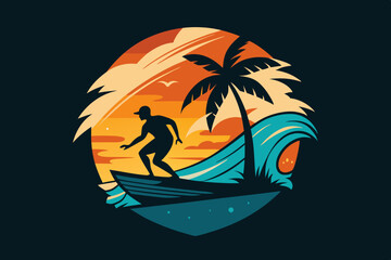  T-shirt design, surfer vibes, vector illustration