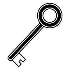 Black and White Illustration of a Key
