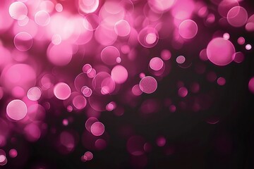 Soft pink bokeh circles on a dark panoramic background, creating a romantic and gentle ambiance. The pink circles add a delicate touch to the expansive dark canvas.
